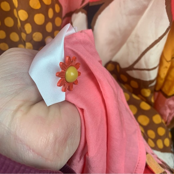 Farm Rio size small pink orange floral midi dress tropical cottage sunflower - Picture 12 of 15